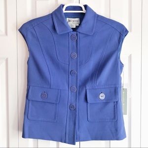 NWT Worth Cornflower Blue Wool Sleeveless Button Down Vest 8